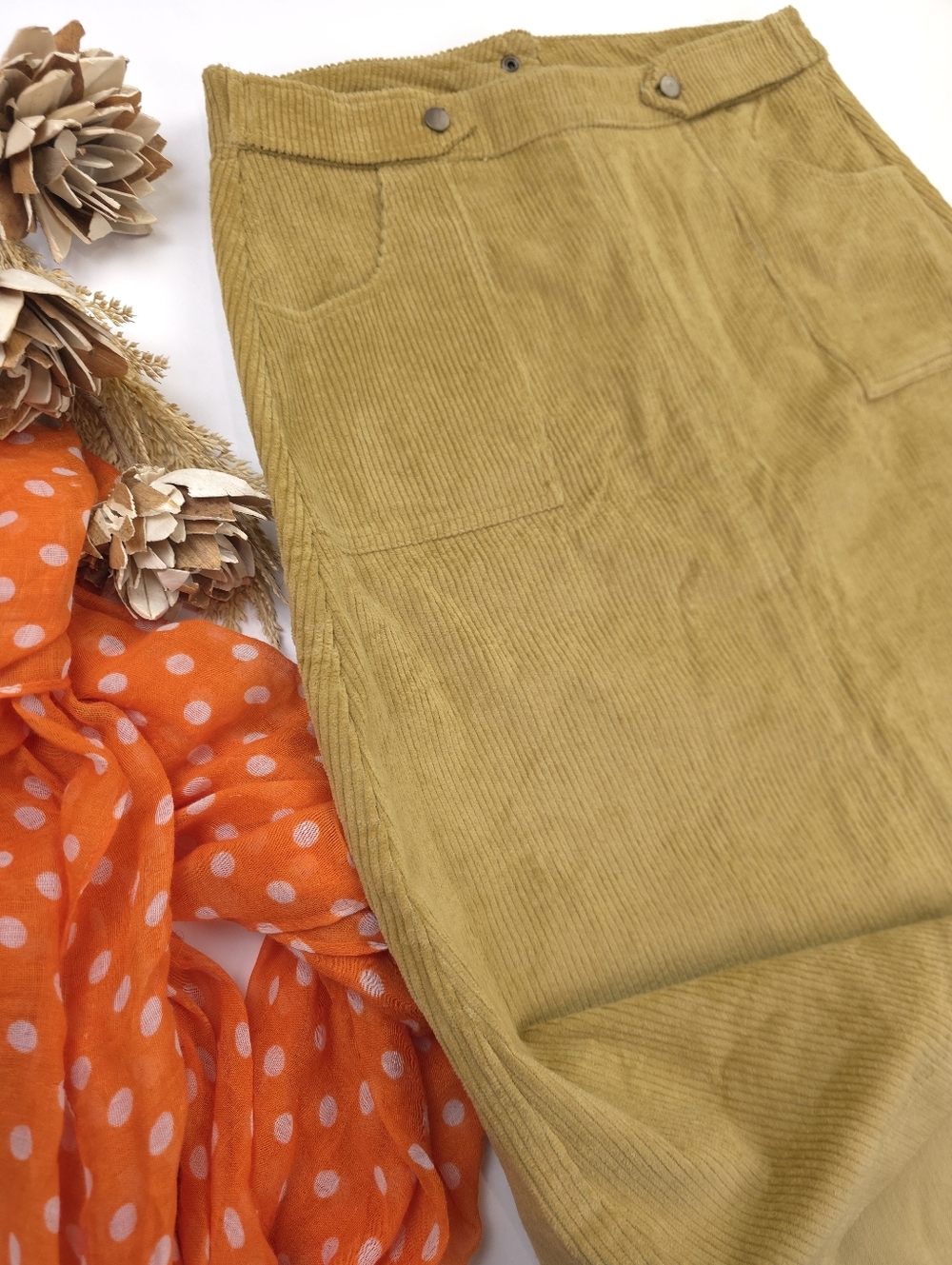 New Kate Quinn Corduroy Pencil Skirt in Tan Mustard Skirt Sz 10 - Picture 4 of 11